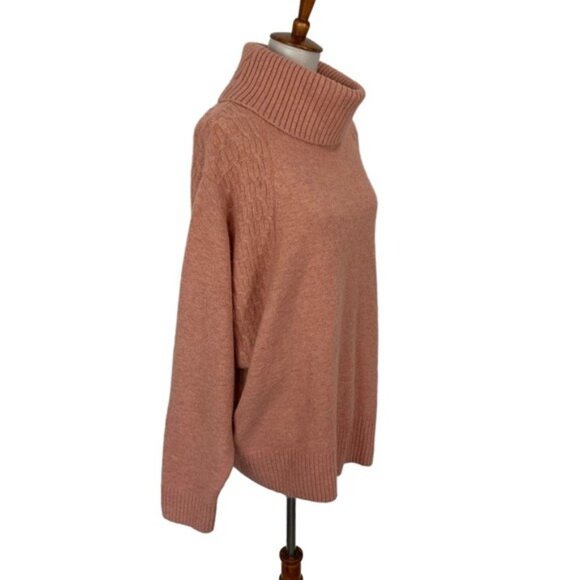 Topshop Chunky Knit Turtleneck Sweater Long Sleeve Oversized Cozy Pink US 10 - Picture 4 of 8